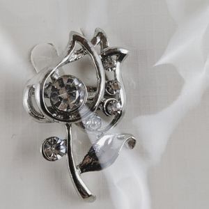 🖤3 for 25🖤Silver Rhinestone Tulip Flower Brooch